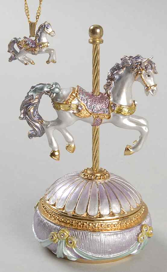 Jeweled Trinket Boxes Purple Carousel Horse With Nec - No Box by Kingspoint Designs-1