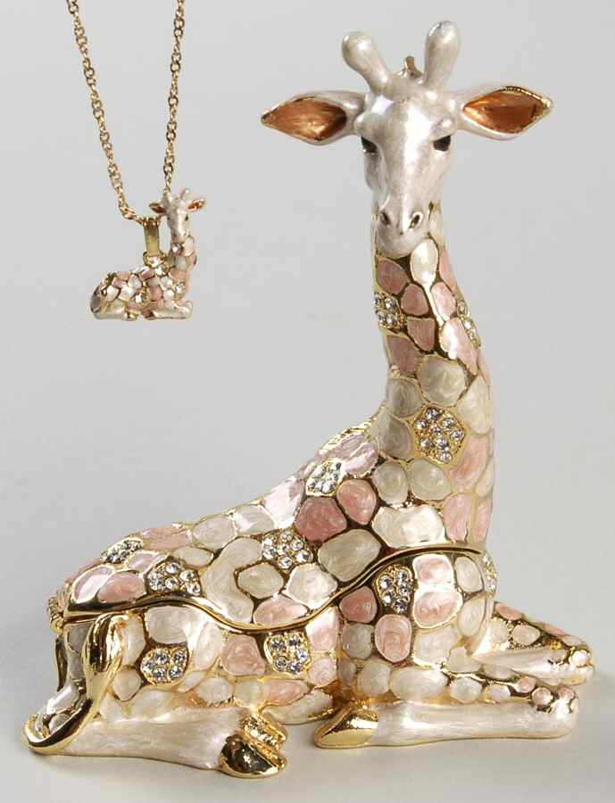 Jeweled Trinket Boxes Giraffe Box With Necklace - With Box by Kingspoint Designs-1
