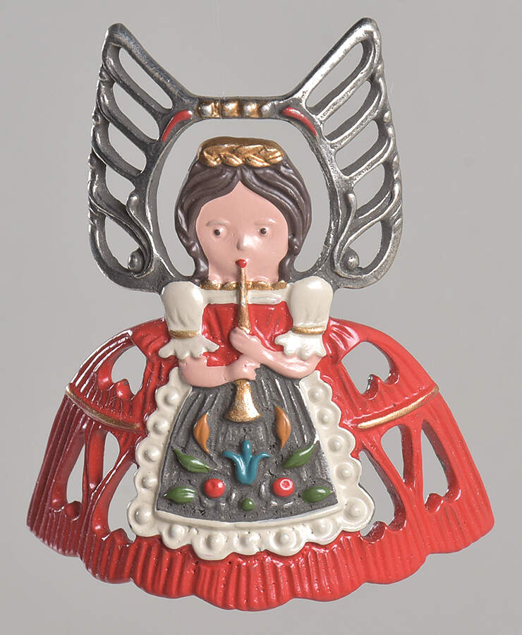 Kuhn Christmas Ornament Angel-Red Dress - No Box by Kuhn Pewter-1