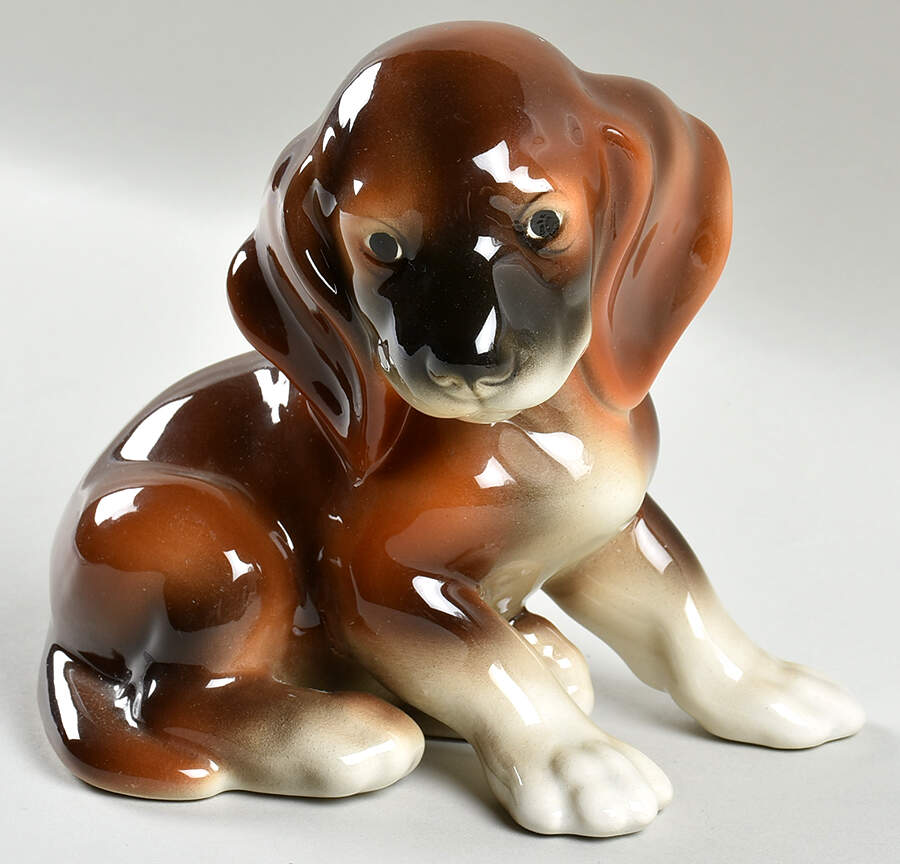 Ceramic Art Figurines Beagle Puppy - No Box by Keramos Vienna-1