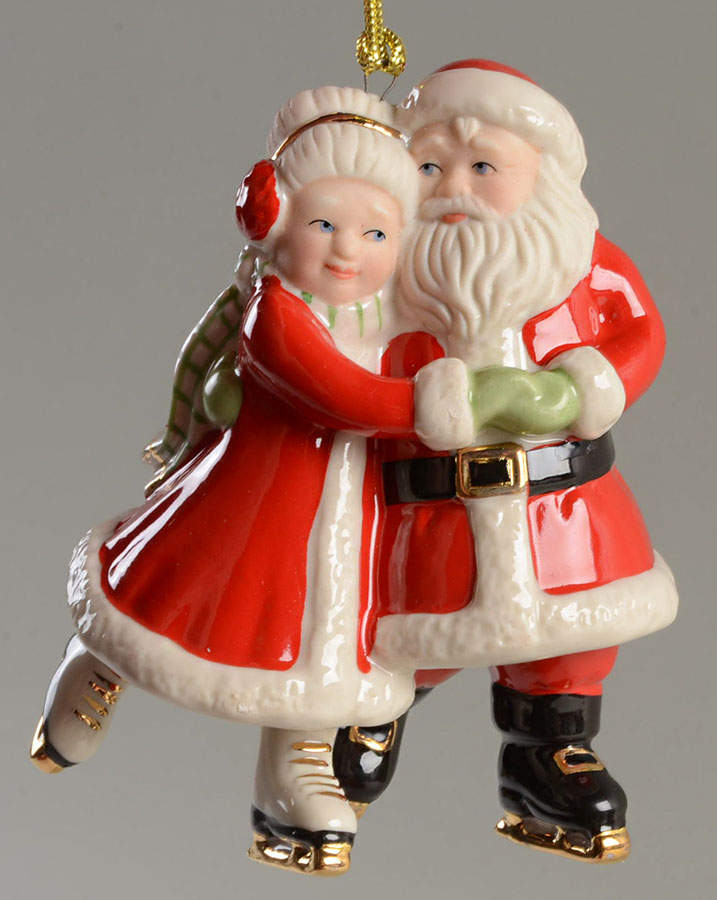 Lenox Christmas Ornament Ice Skating Santa & Mrs Claus - No Box by Lenox-1