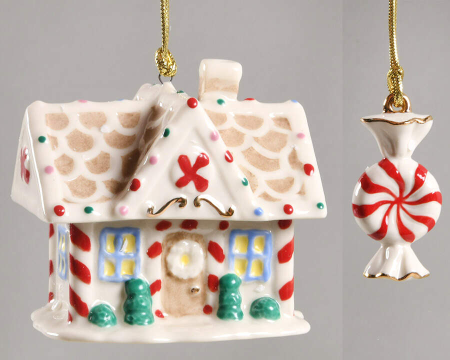 Lenox Christmas Ornament Sweet Treat Gingerbread House-Set Of 2 - With Box Bx344 by Lenox-1