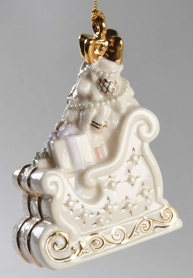 Lenox Christmas Ornament Sleigh-Gold Club - With Box Bx341 by Lenox-1