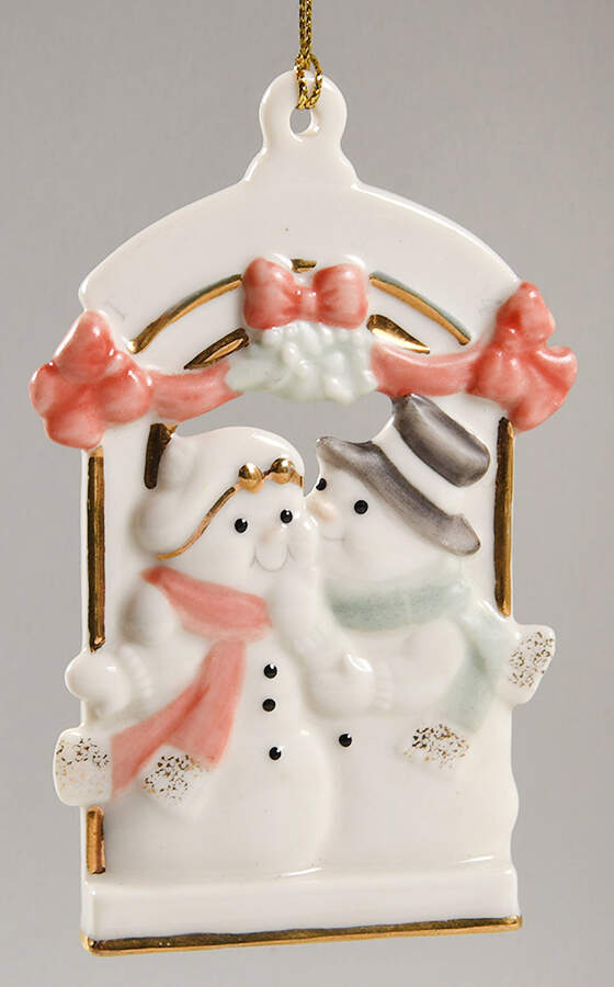 Lenox Christmas Ornament Snowman & Snowwoman - With Box Bx379 by Lenox-1