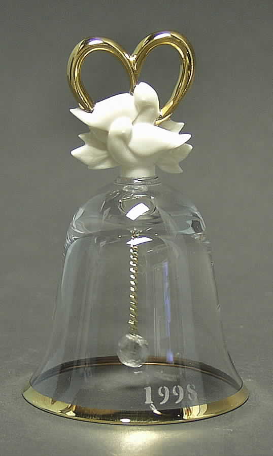 Lenox Christmas Ornament Crystal Bell W/Dove Pair   - Boxed by Lenox-1