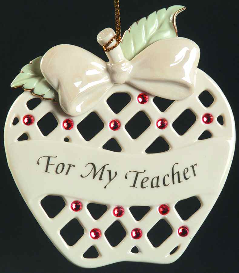 Lenox Christmas Ornament For My Teacher-Apple With Red Stones - No Box by Lenox-1