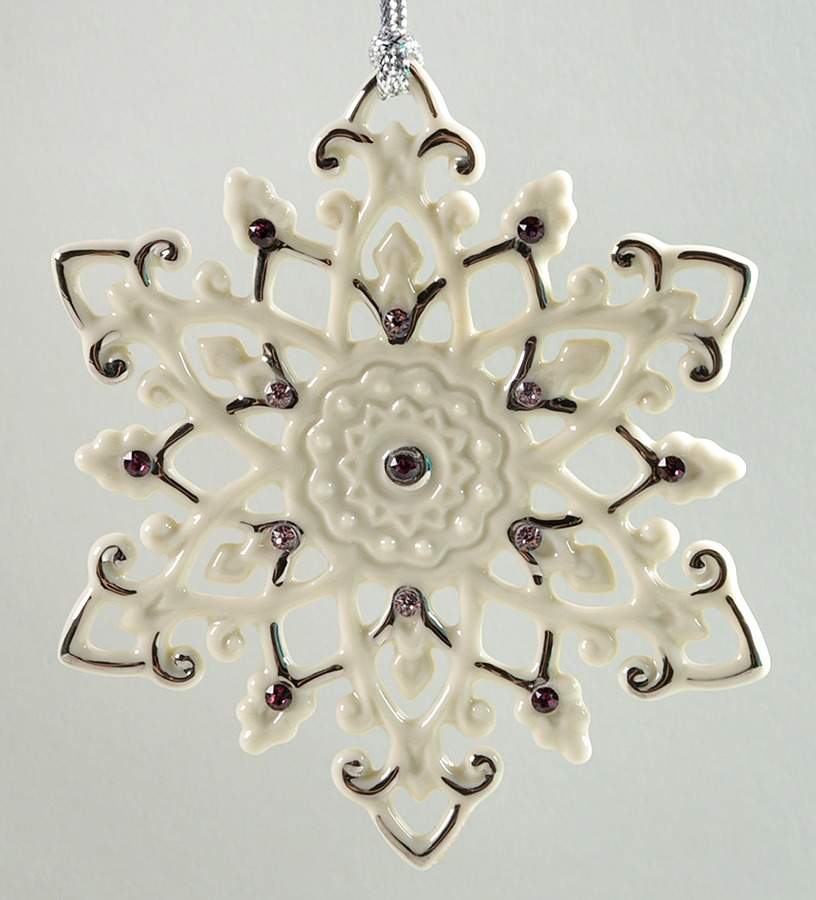 Lenox Christmas Ornament Snowflake-Amethyst Stones - Boxed by Lenox-1