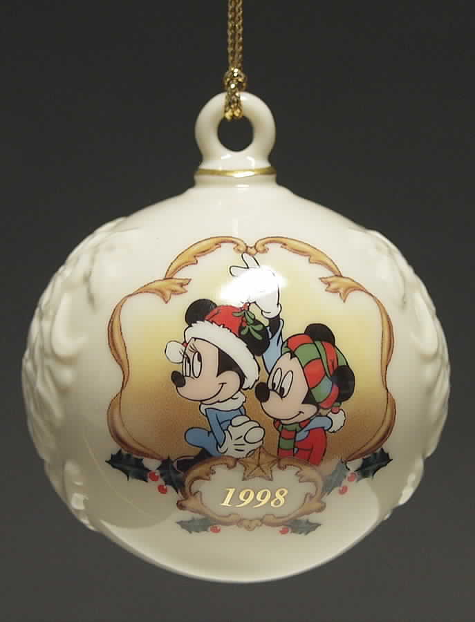 Disney Annual Ball Ornaments Mickey, Minnie & Mistletoe - With Box by Lenox-1