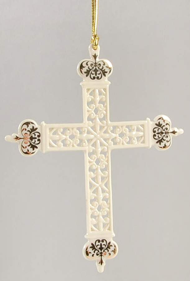 Annual Pierced Cross Ornament Pierced Gold Cross - Boxed by Lenox-1