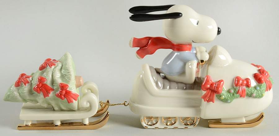 Peanuts Figurines Snowmobiling With Snoopy-2pc Set - No Box by Lenox-1