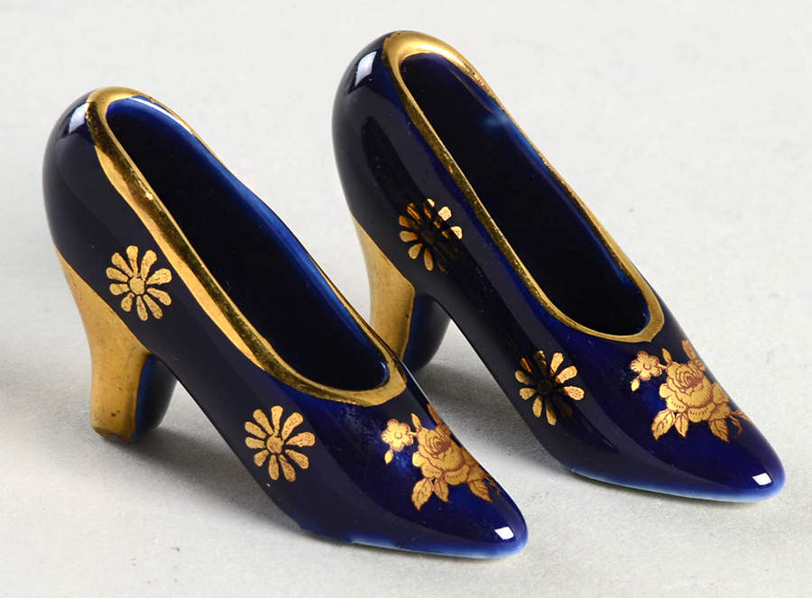 Limoges Miniature Figurines & Giftware Shoes-Pair-Cobalt - No Box by Limoges-French-1