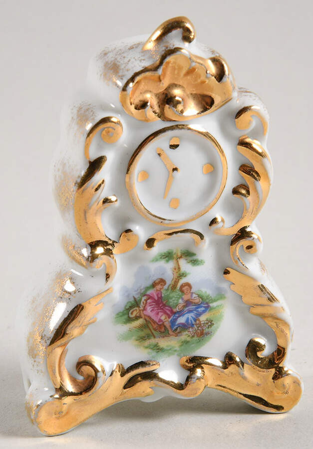 Limoges Miniature Figurines & Giftware Clock White Two Ladies - No Box by Limoges-French-1