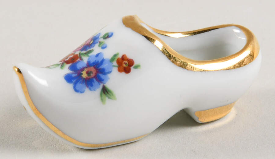 Limoges Miniature Figurines & Giftware Dutch Shoe - Blue Flowers - No Box by Limoges-French-1