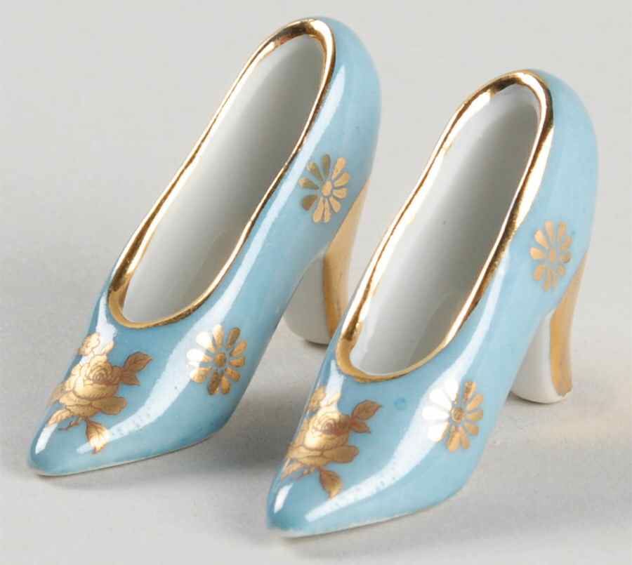 Limoges Miniature Figurines & Giftware Pair Of Shoes-Blue - No Box by Limoges-French-1