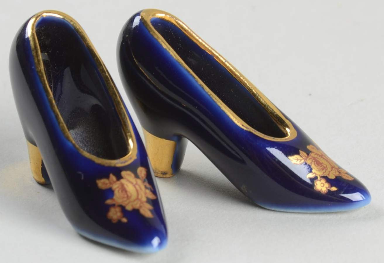 Limoges Miniature Figurines & Giftware Pair Of Shoes-Blue - No Box by Limoges-French-1