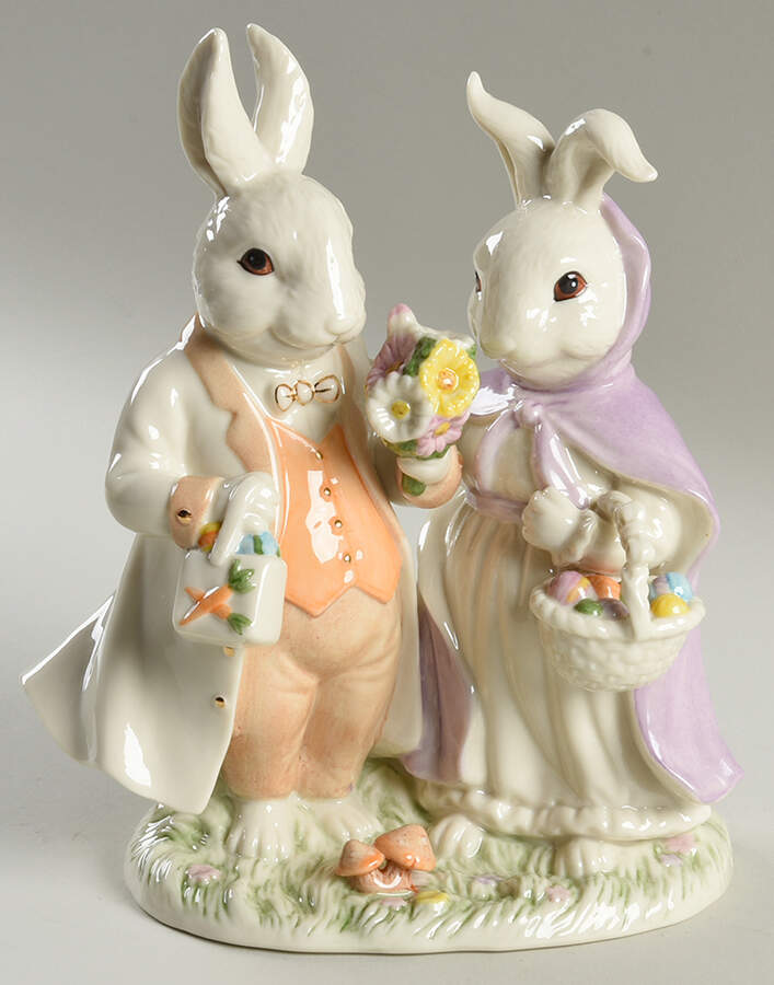 Easter Figurines Easter Parade Bunny Couple - No Box by Lenox-1