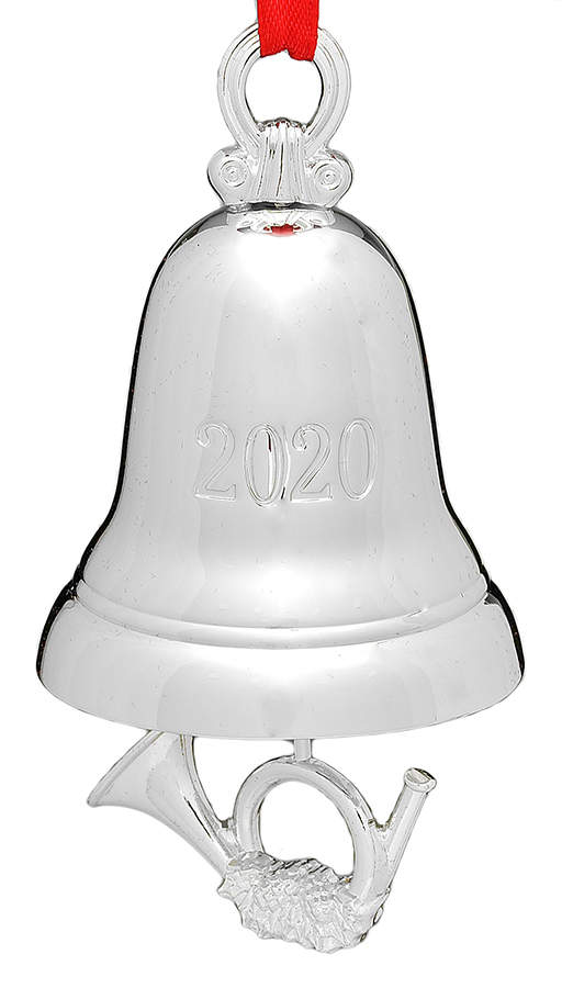 Silver Bell Ornament 2020-French Horn - No Box by Lenox-1