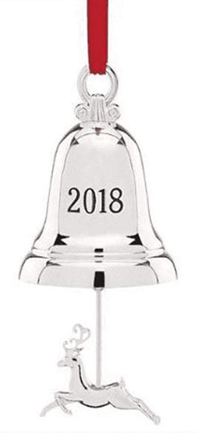 Silver Bell Ornament 2018-Reindeer - No Box by Lenox-1