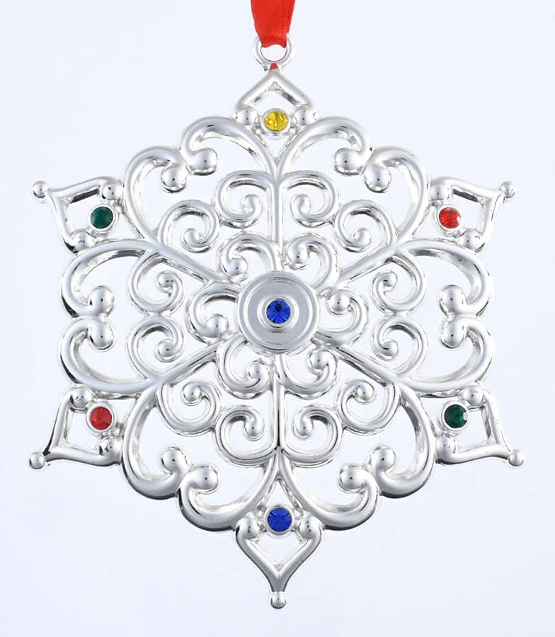 Sparkle and Scroll Multi-Crystal Snowflake - Multicolor - Boxed by Lenox-1