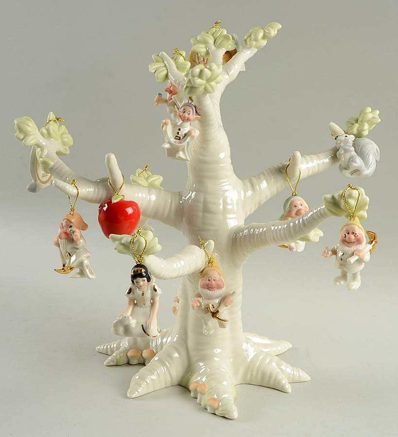 Snow White Tree With Ornaments - No Box by Lenox-1