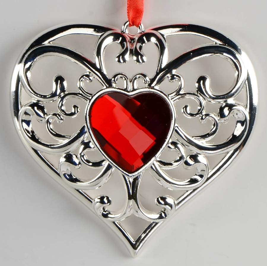Bejeweled Ornament Gemmed Heart - With Box by Lenox-1