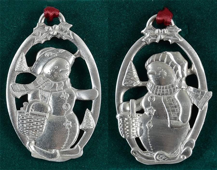 Snow Friends Snowman Ornaments (Set Of 2) - No Box by Longaberger (Metal)-1