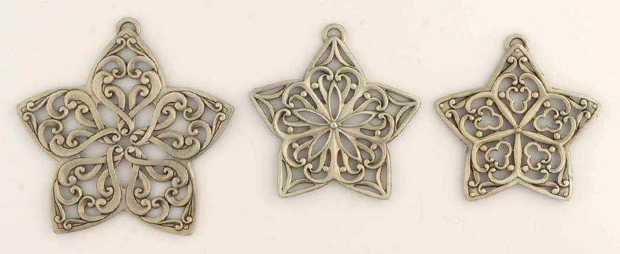 Pewter Ornaments Star Ornaments (Set Of 3) - No Box by Longaberger (Metal)-1