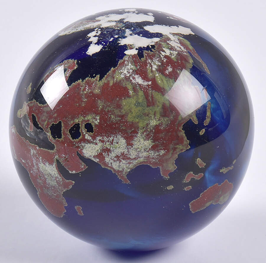 Lundberg Studios Crystal Paperweight World Marble-Round Bottom - No Box by Lundberg Studios-1