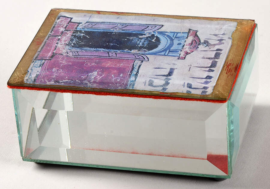 Stained Glass Art - Potichomania Jewelry Box-Aragon 1350-Synagogue - No Box by Leona Fein-1
