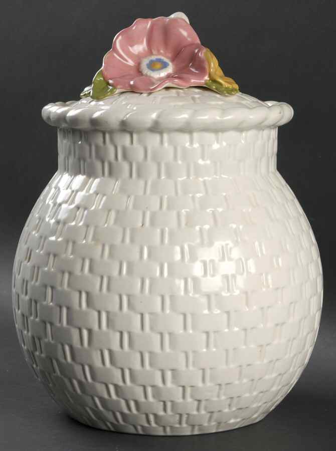 Metlox Cookie Jar Basket W/ Floral Lid - No Box by Metlox - Poppytrail - Vernon-1