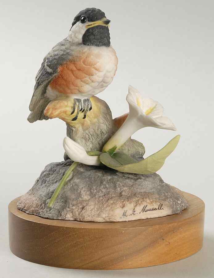 Bird-Porcelain Figurine Black Capped Chickadee - No Box by Moussalli-1