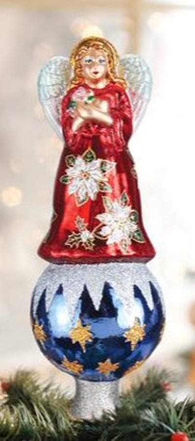 Tree Toppers Poinsettia Angel Tree Topper - Boxed by Old World Christmas (Newer)-1