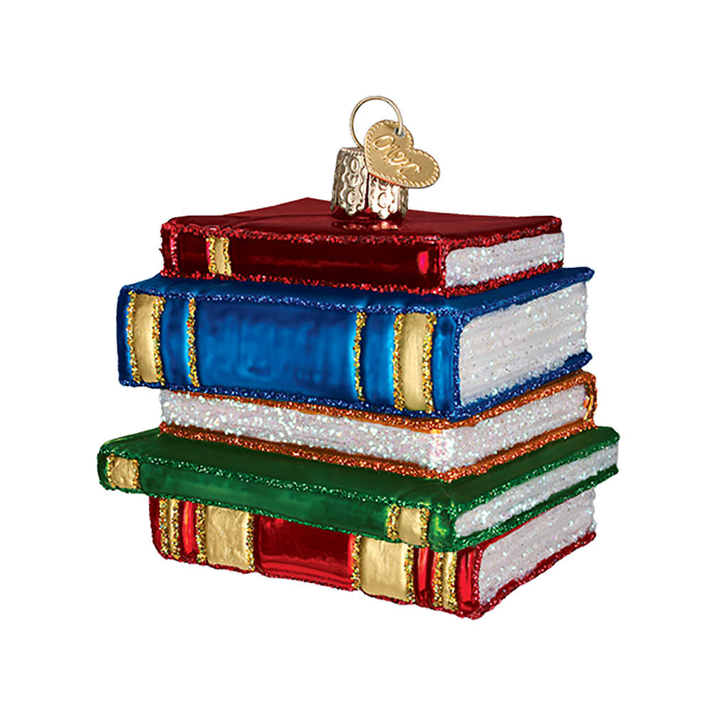 School & Graduation Stack Of Books - No Box by Old World Christmas (Newer)-1
