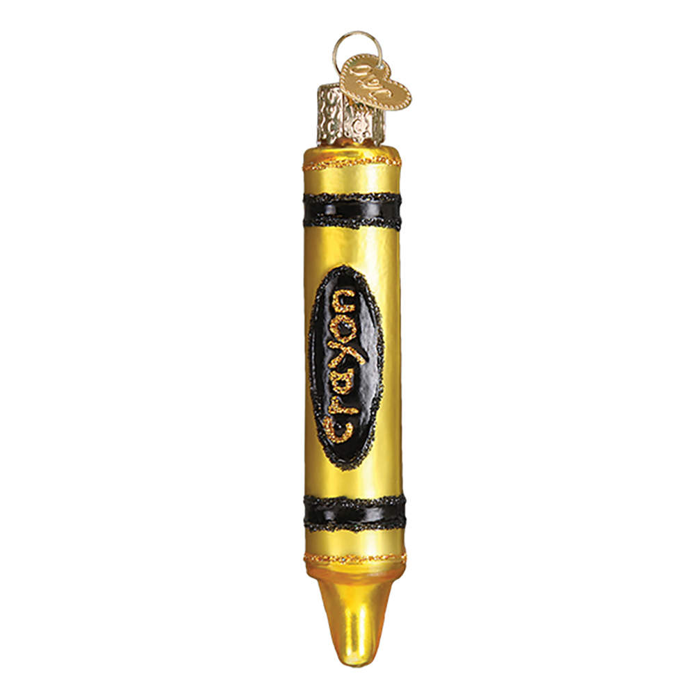 School & Graduation Crayon -Yellow - No Box by Old World Christmas (Newer)-1