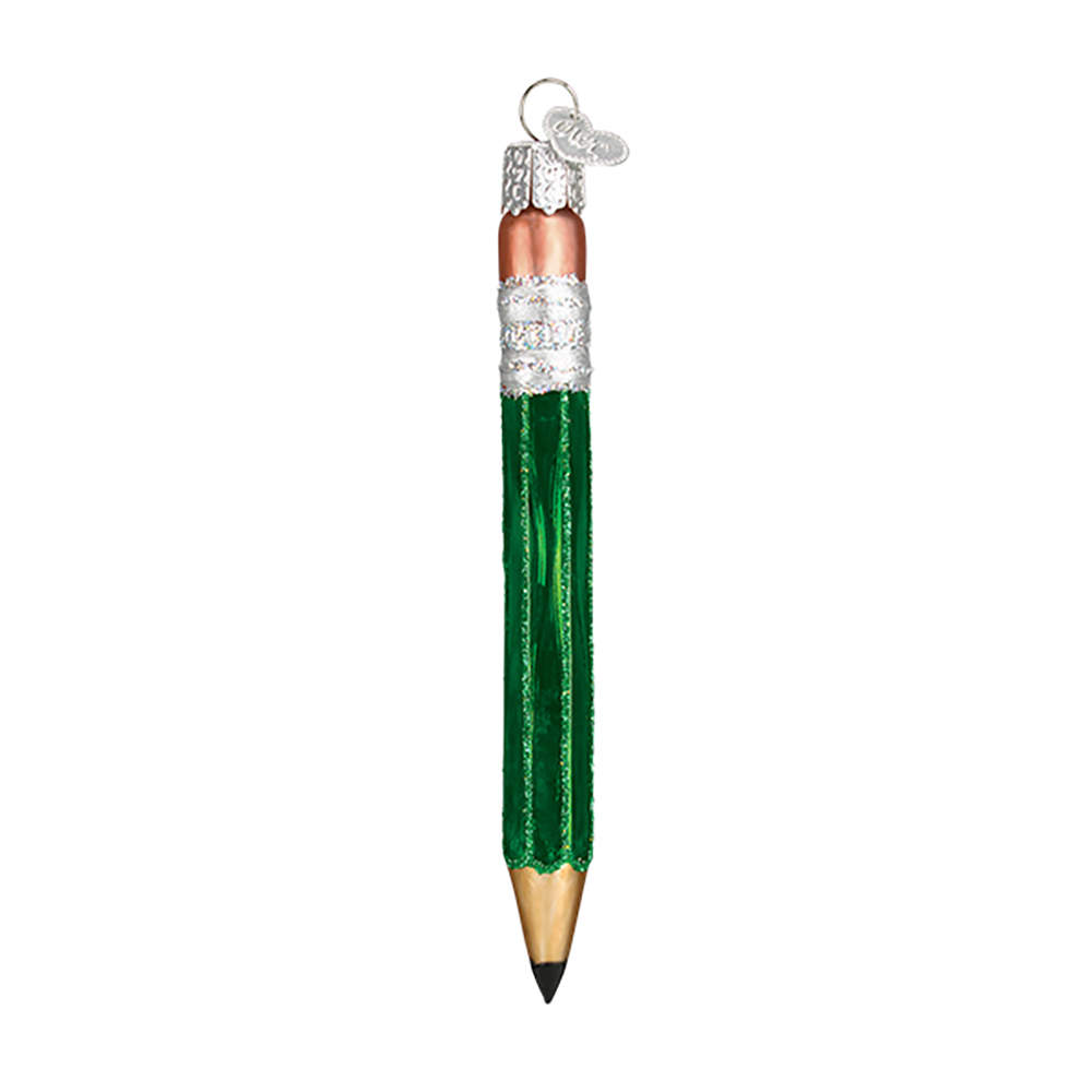 School & Graduation Pencil-Green - No Box by Old World Christmas (Newer)-1