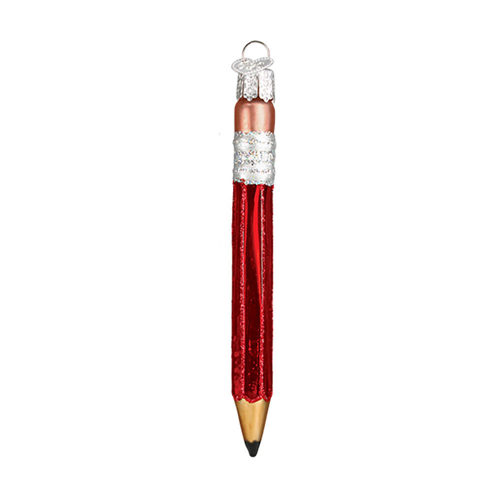 School & Graduation Pencil-Red - No Box by Old World Christmas (Newer)-1