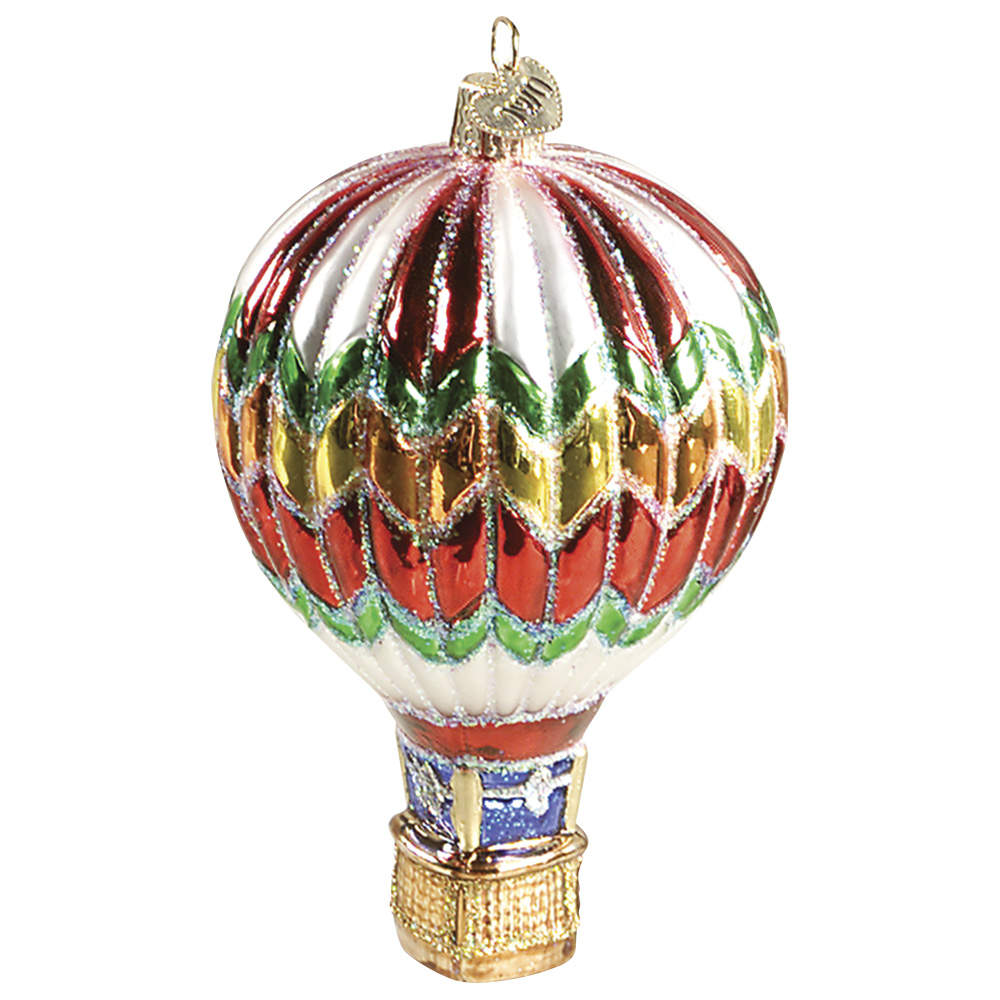 Transportation White Striped Hot Air Balloon - No Box 56a by Old World Christmas (Newer)-1