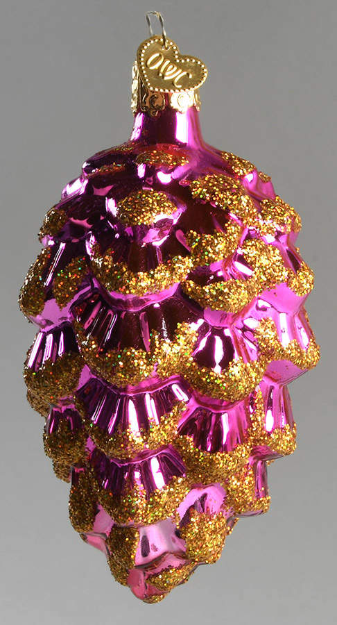Trees & Cones & Wreaths Ponderosa Cone-Dark Pink - No Box by Old World Christmas (Newer)-1