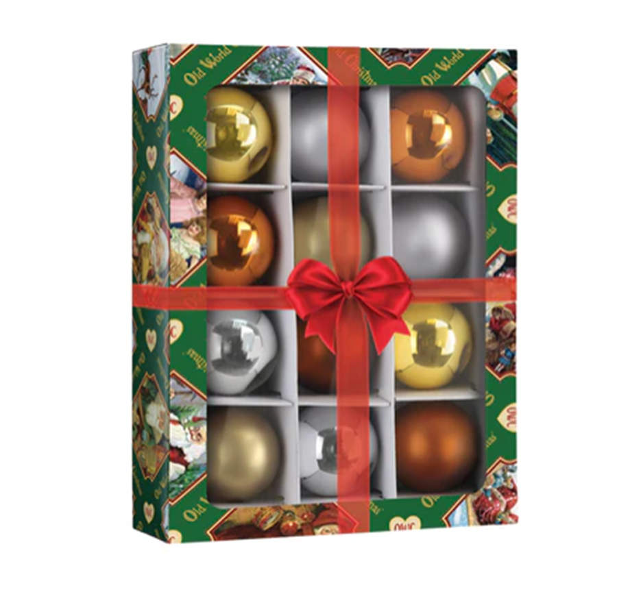 Glass Ball Sets Metallics Balls-Set Of 12 - Boxed by Old World Christmas (Newer)-1