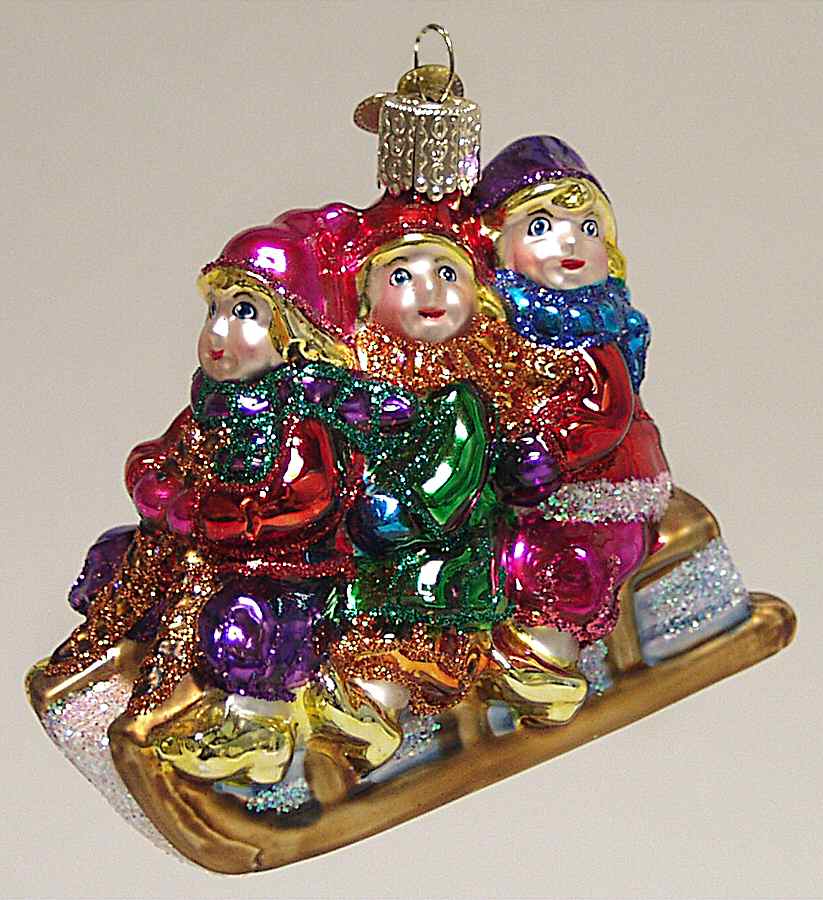 Fun and Games Children On Sled - No Box by Old World Christmas (Newer)-1