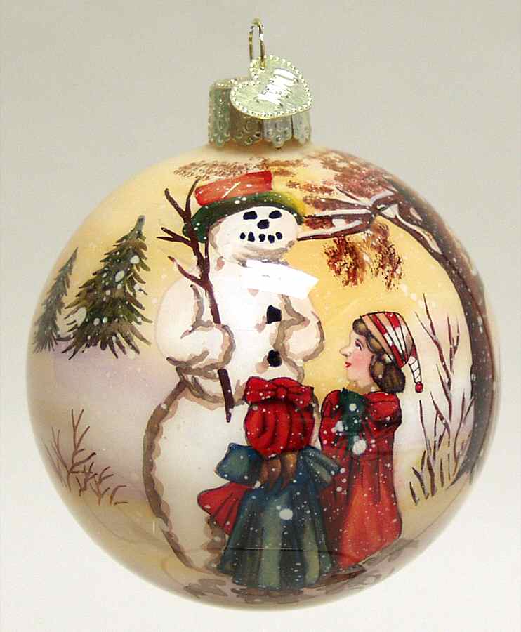 Inside Art Snowman With Two Children - Boxed by Old World Christmas (Newer)-1