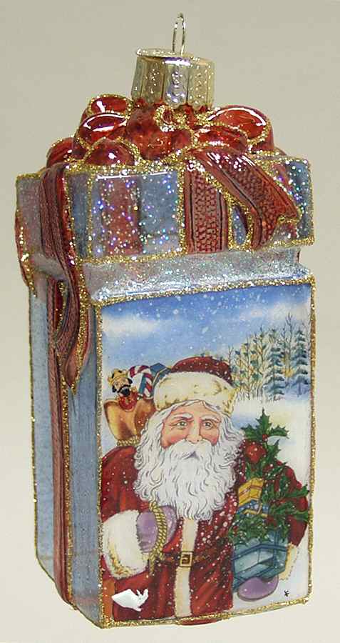 Inside Art Santa On Gift Box - Boxed by Old World Christmas (Newer)-1