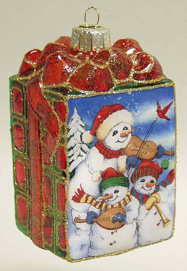 Inside Art Musical Snowmen On Gift Box - With Box Bx640 by Old World Christmas (Newer)-1