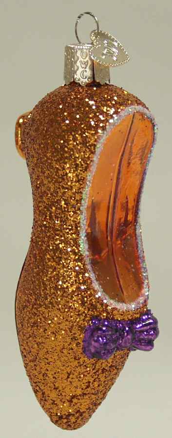 Halloween Witch's Slipper-Gold - No Box by Old World Christmas (Newer)-1