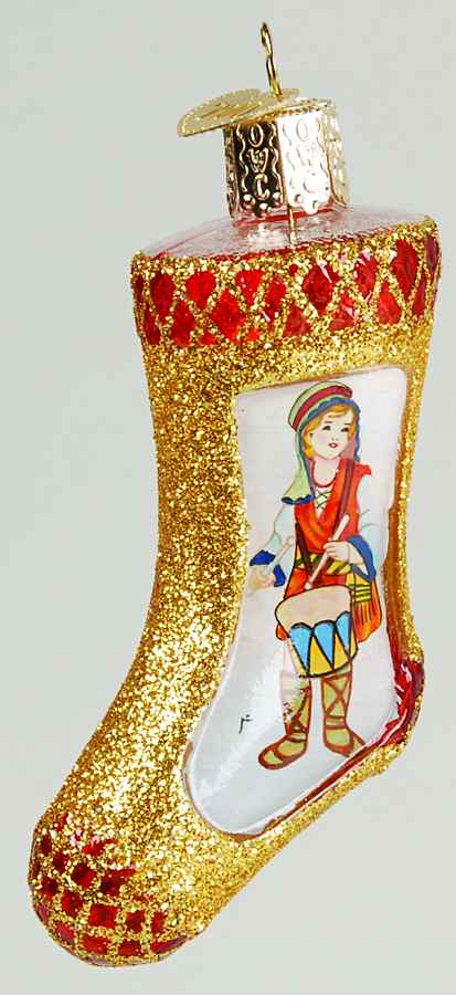 Inside Art Drummer Boy On Stocking - With Box Bx1216 by Old World Christmas (Newer)-1