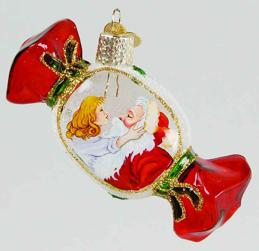 Inside Art Kissing Santa-Candy - With Box Bx1068 by Old World Christmas (Newer)-1