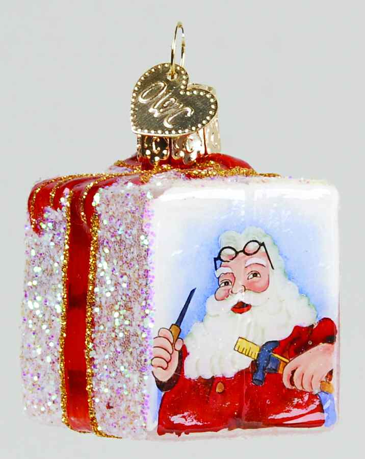 Inside Art Workshop Santa - With Box by Old World Christmas (Newer)-1