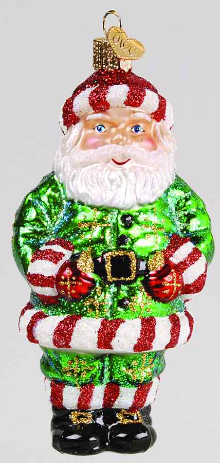 Santa and Mrs Claus Peppermint Santa - No Box by Old World Christmas (Newer)-1