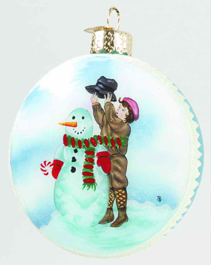 Inside Art Building A Snowman - With Box Bx914 by Old World Christmas (Newer)-1