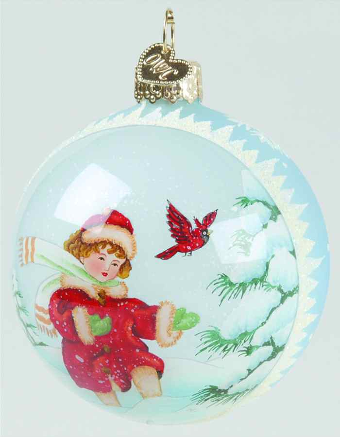 Inside Art Christmas Girl With Cardinal - Boxed by Old World Christmas (Newer)-1
